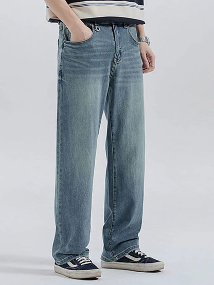 Men's Vintage Washed Relaxed Fit Straight Leg Jeans - Fashorio