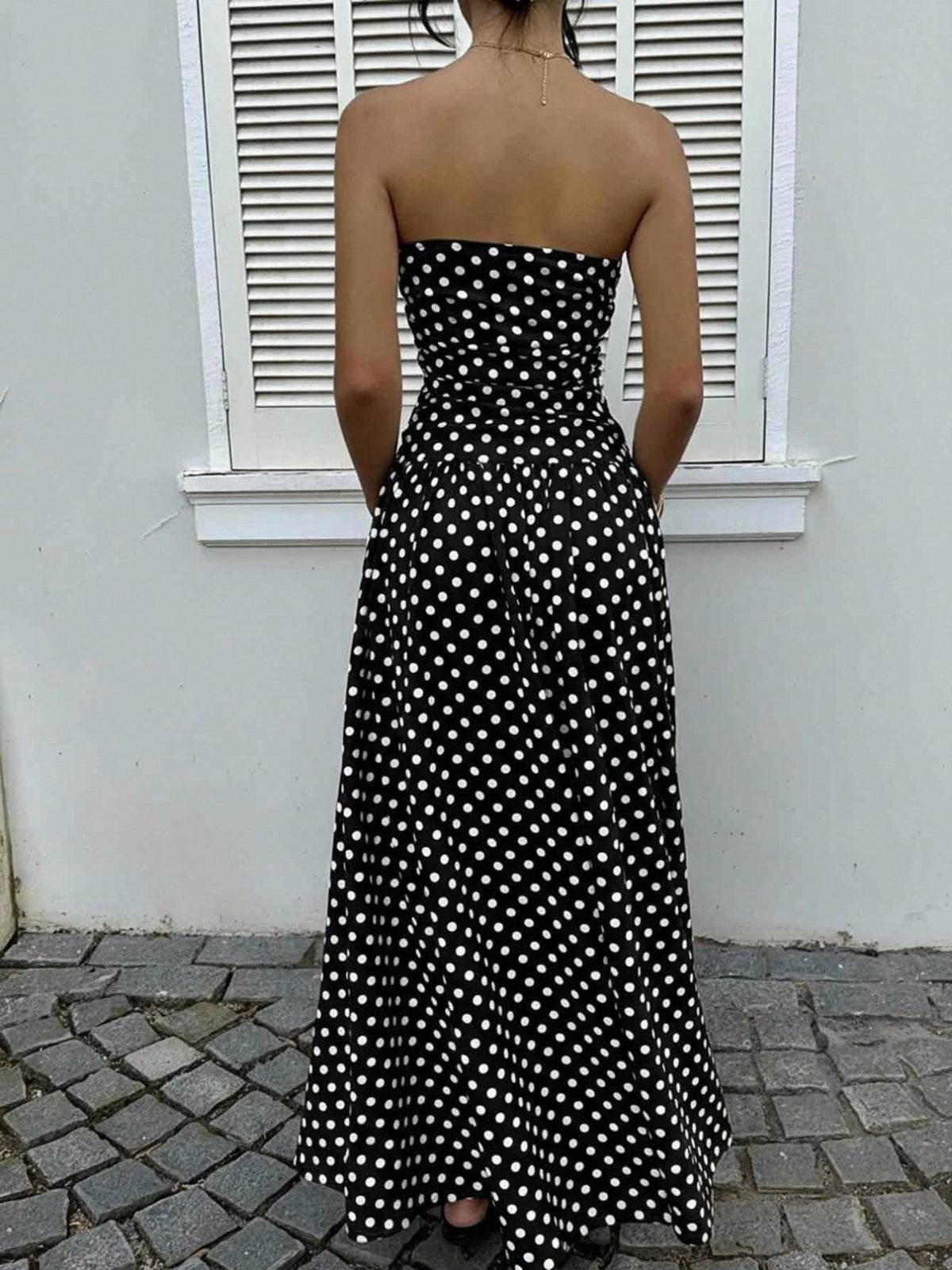 Polka dot maxi dress color option