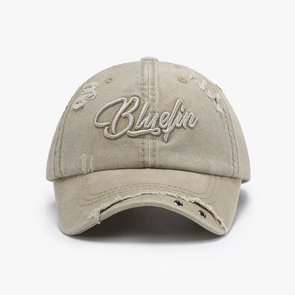 Embroidered Letter Cotton Baseball Cap Khaki One Size - Fashorio