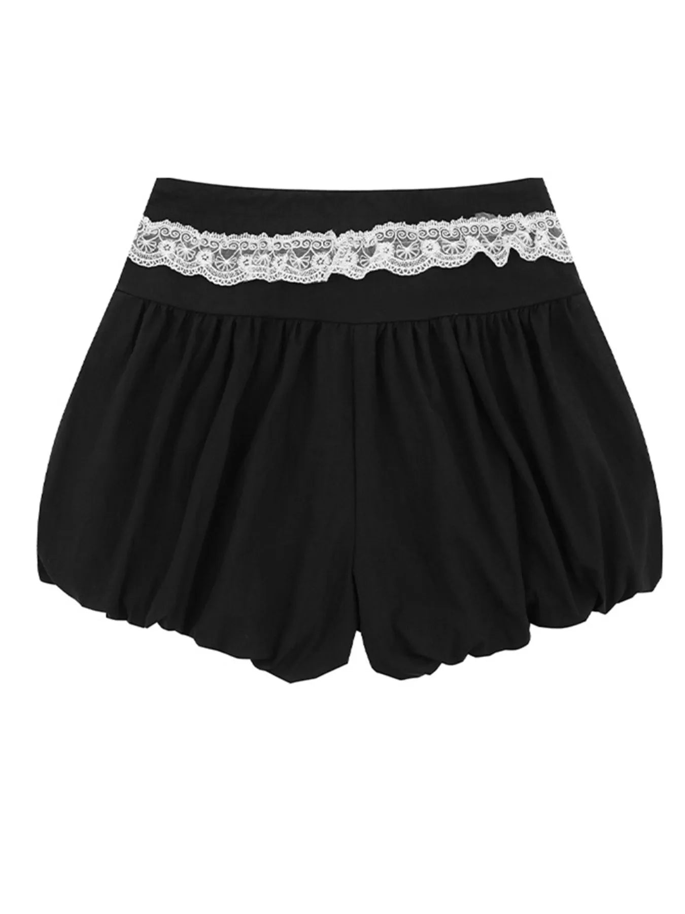 Lace Trim Shorts with Drawstring - Fashorio