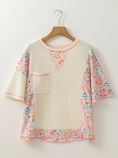 Floral Round Neck Relaxed Fit T-Shirt - Fashorio
