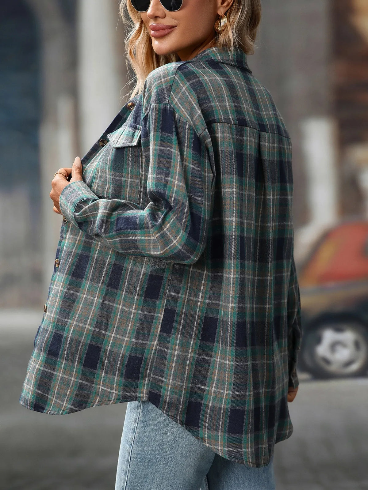 Oversized Plaid Button Up Shirt, view 28