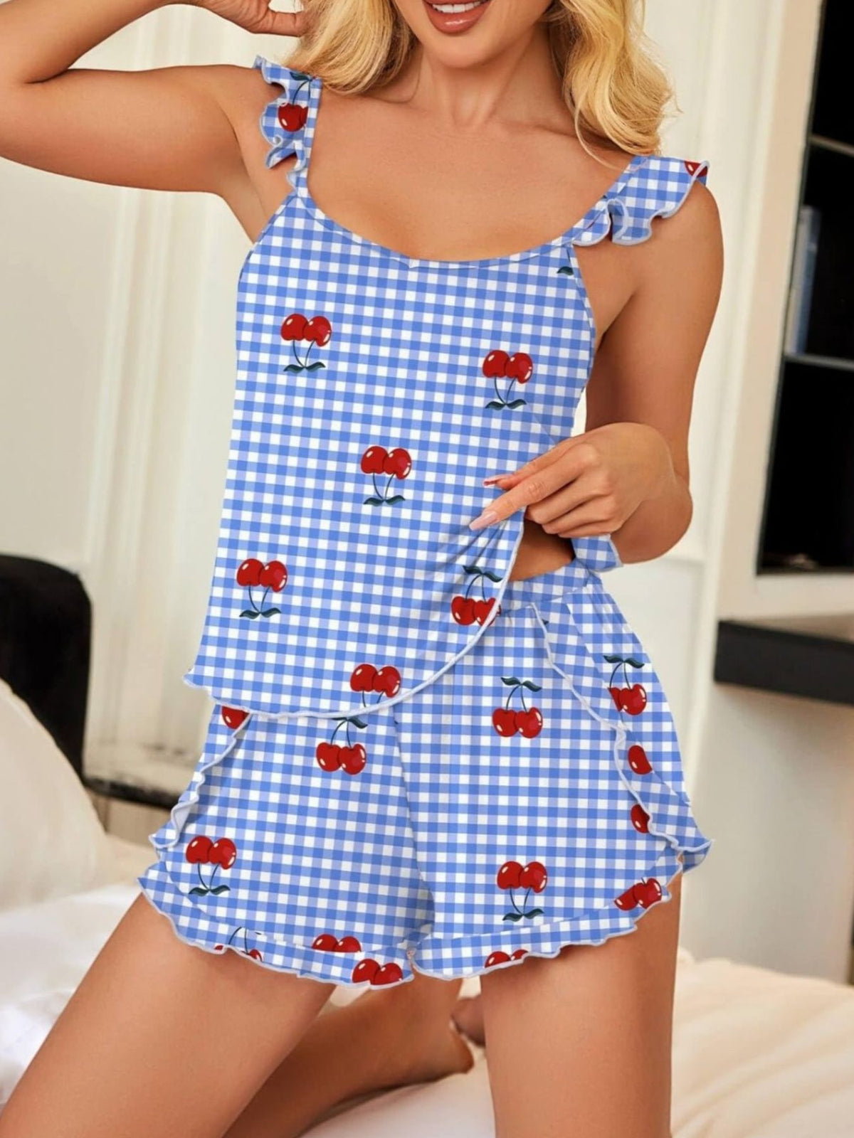 Ruffled Printed Cami and Shorts Set, view 7
