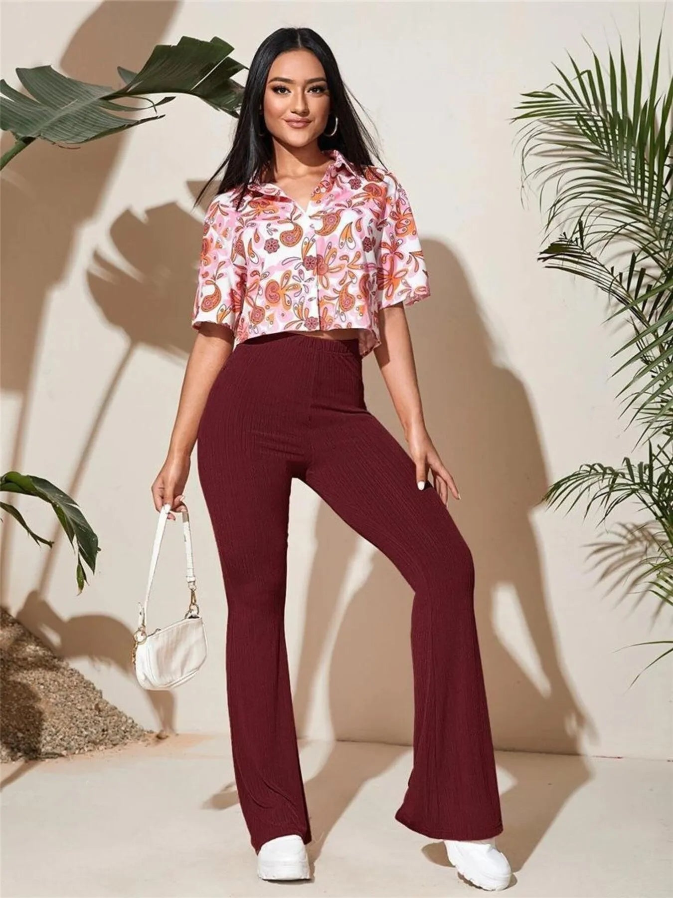 Full Size High-Waist Flare Active Pants Plus Size - Fashorio