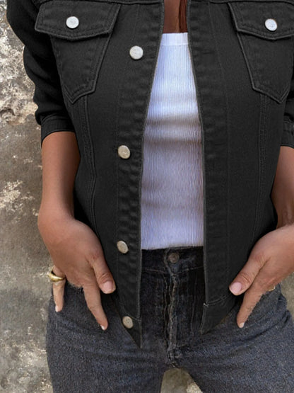 Button Front Closure Denim Jacket - Fashorio