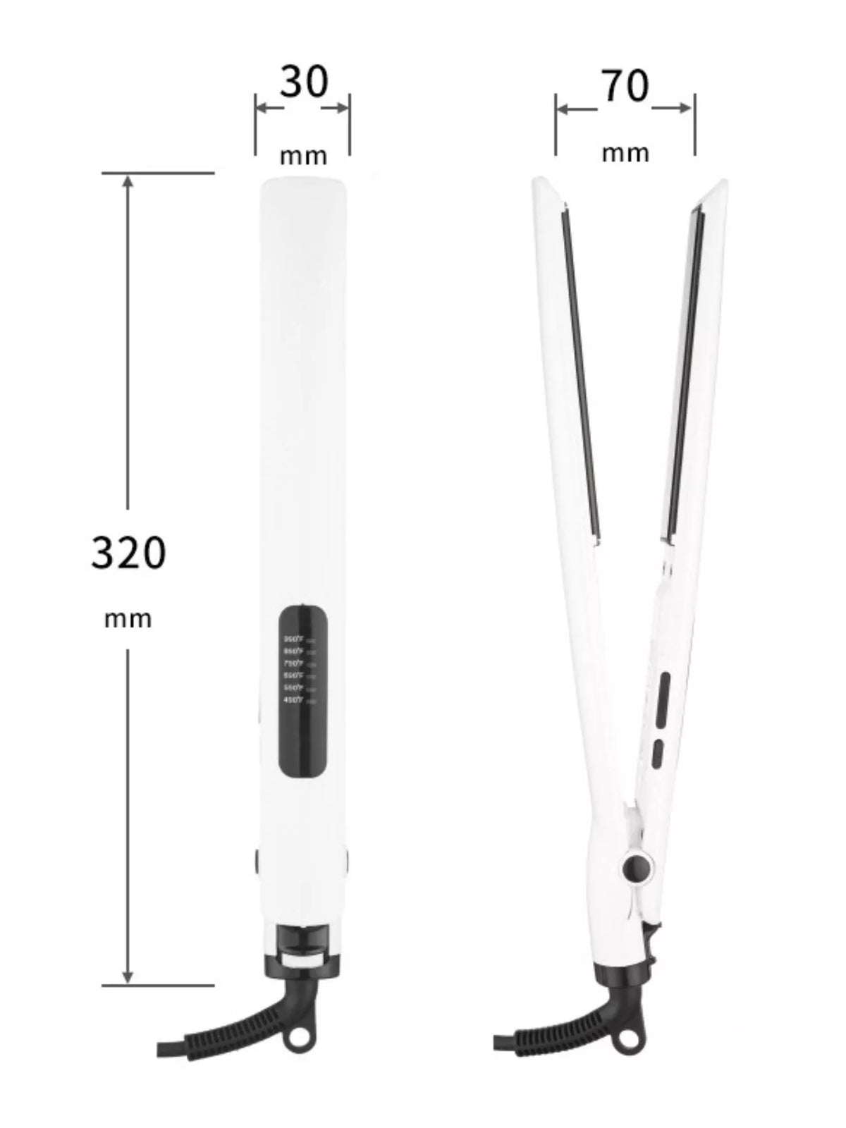 Dual styling iron held in hand