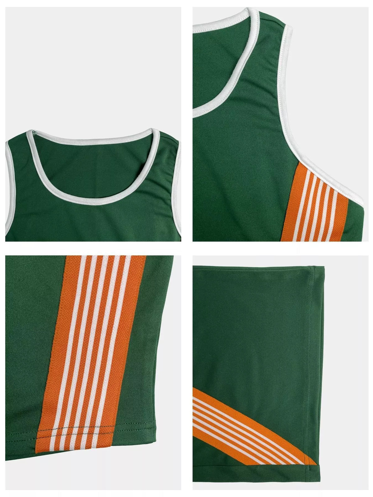 Green striped top matching pants set back view