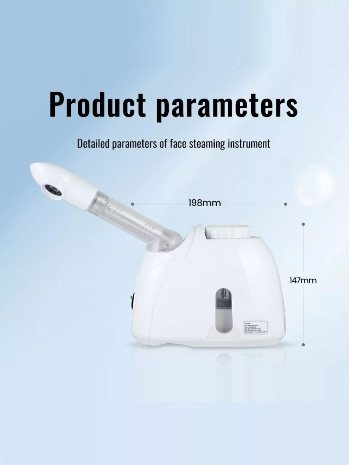 Facial steamer in use on face