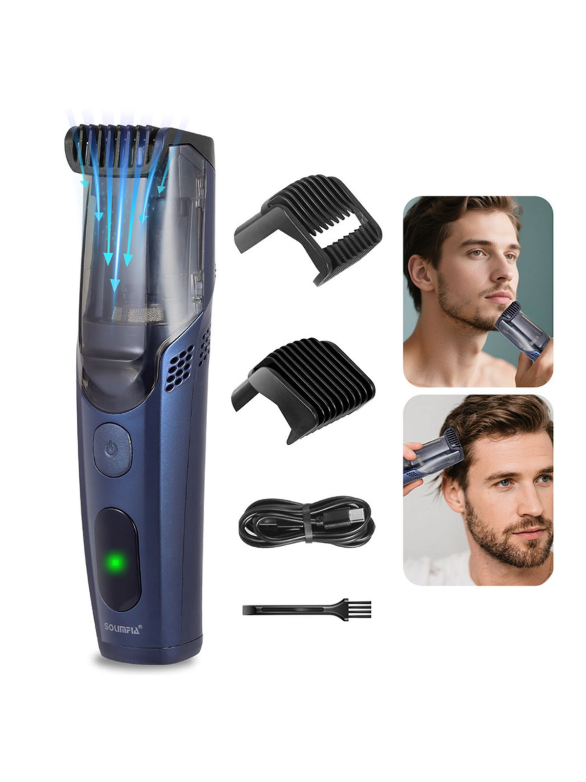 Cordless hair clipper with accessories laid out