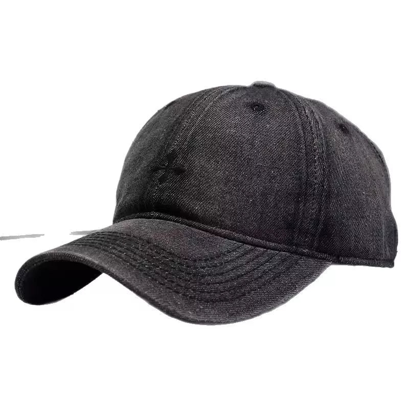 Denim baseball cap brim detail