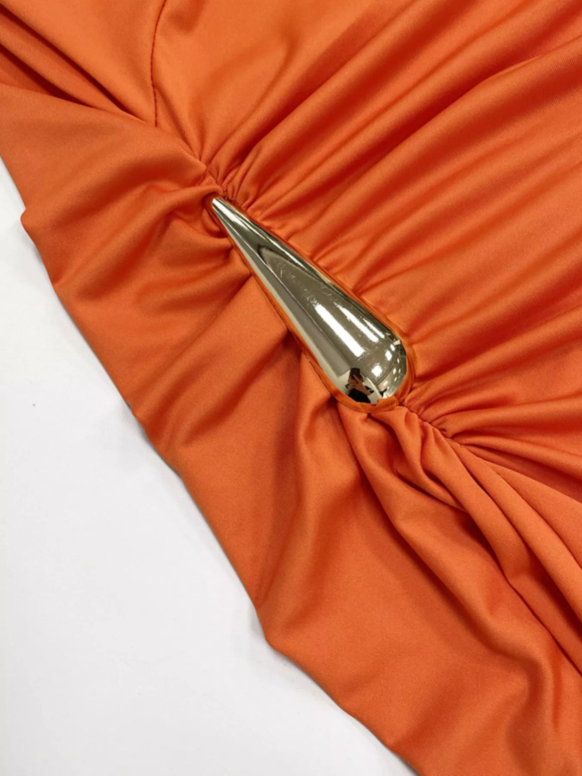 Draped sleeveless bodycon maxi dress styling detail