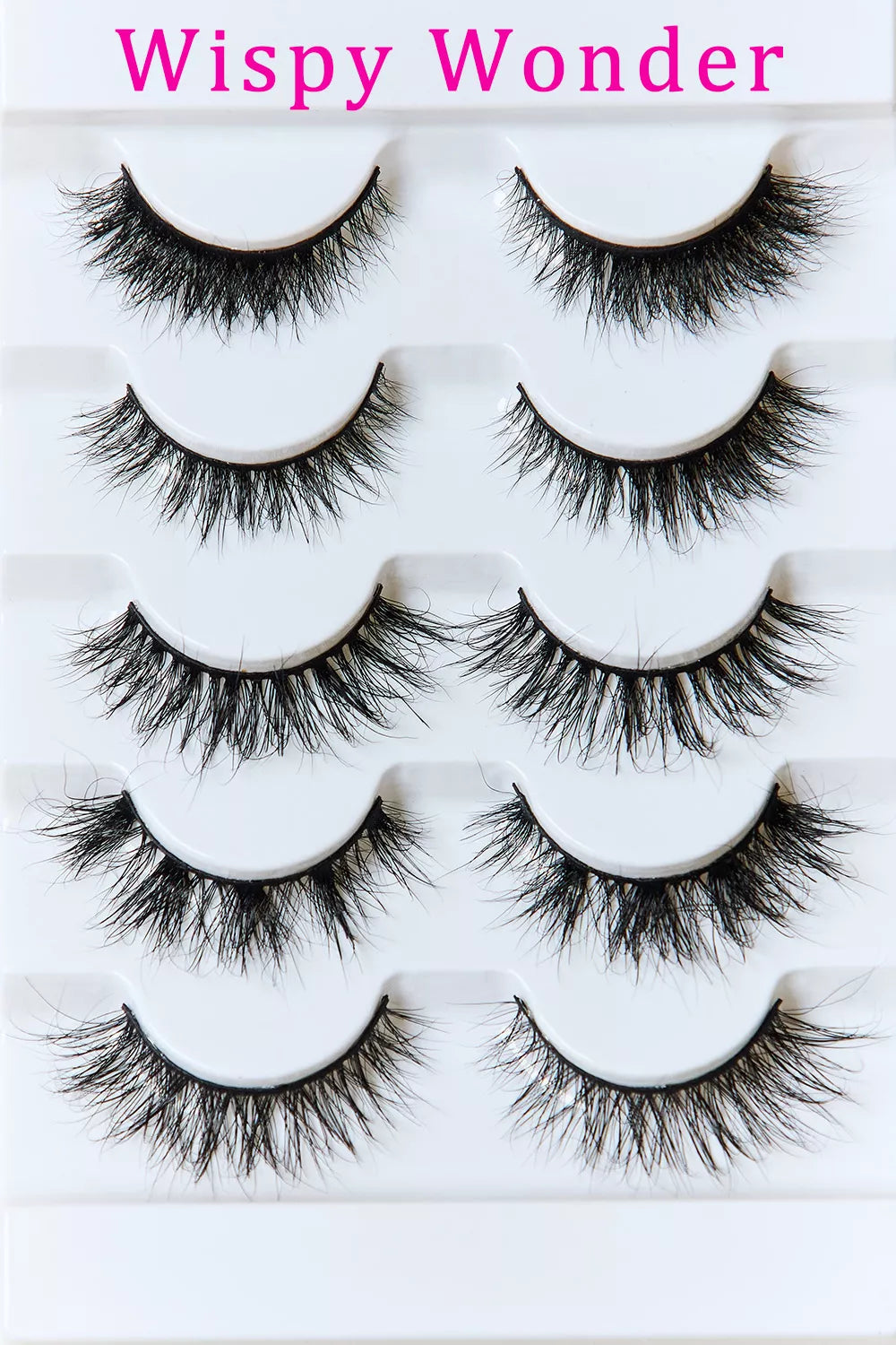 Close up of wispy mink false eyelash strip