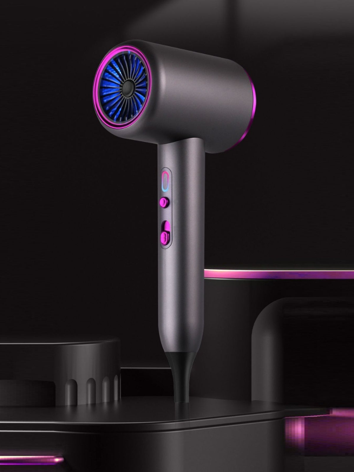 Hair dryer control buttons close up