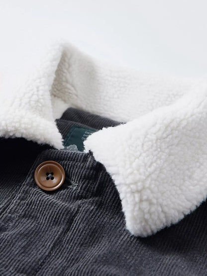 Men's Plus Size Sherpa Corduroy Button Up Jacket - Fashorio