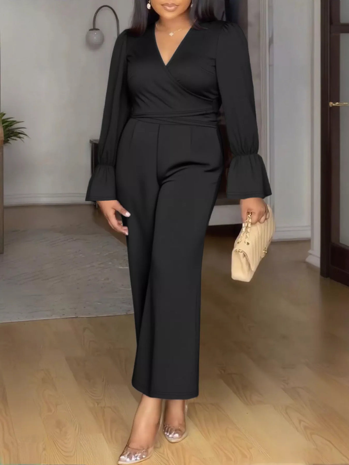 Black coordinating pants side view