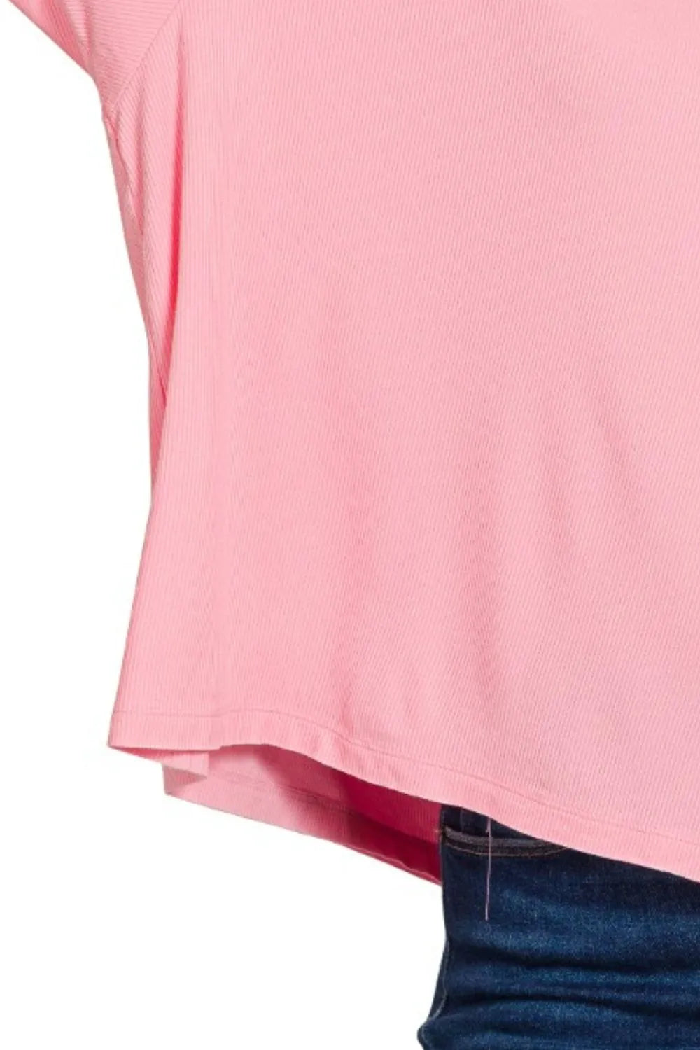 Zenana Oversized Ribbed Round Neck Short Sleeve Tee - Fashorio