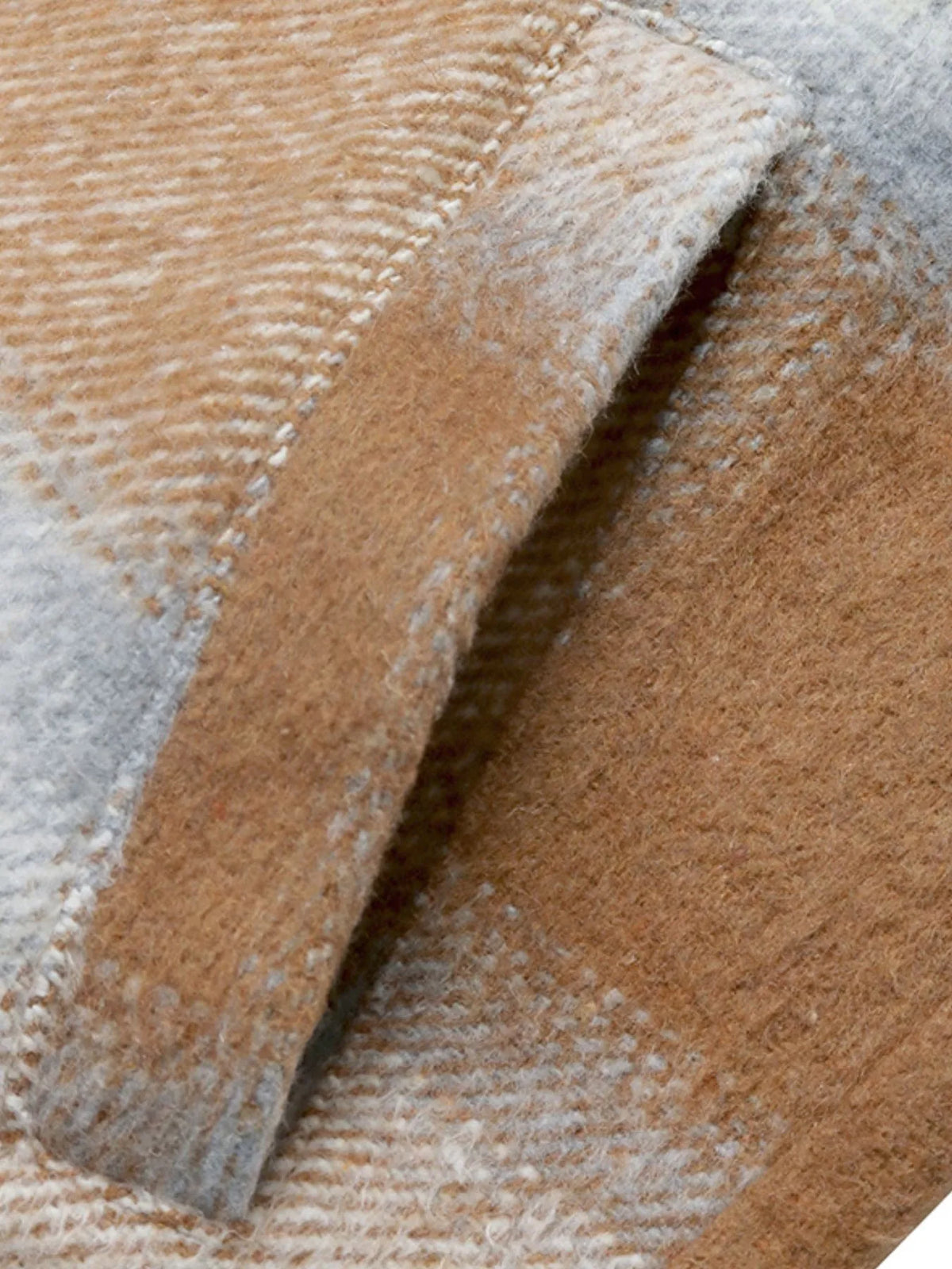 Plaid Longline Jacket in Camel view 8