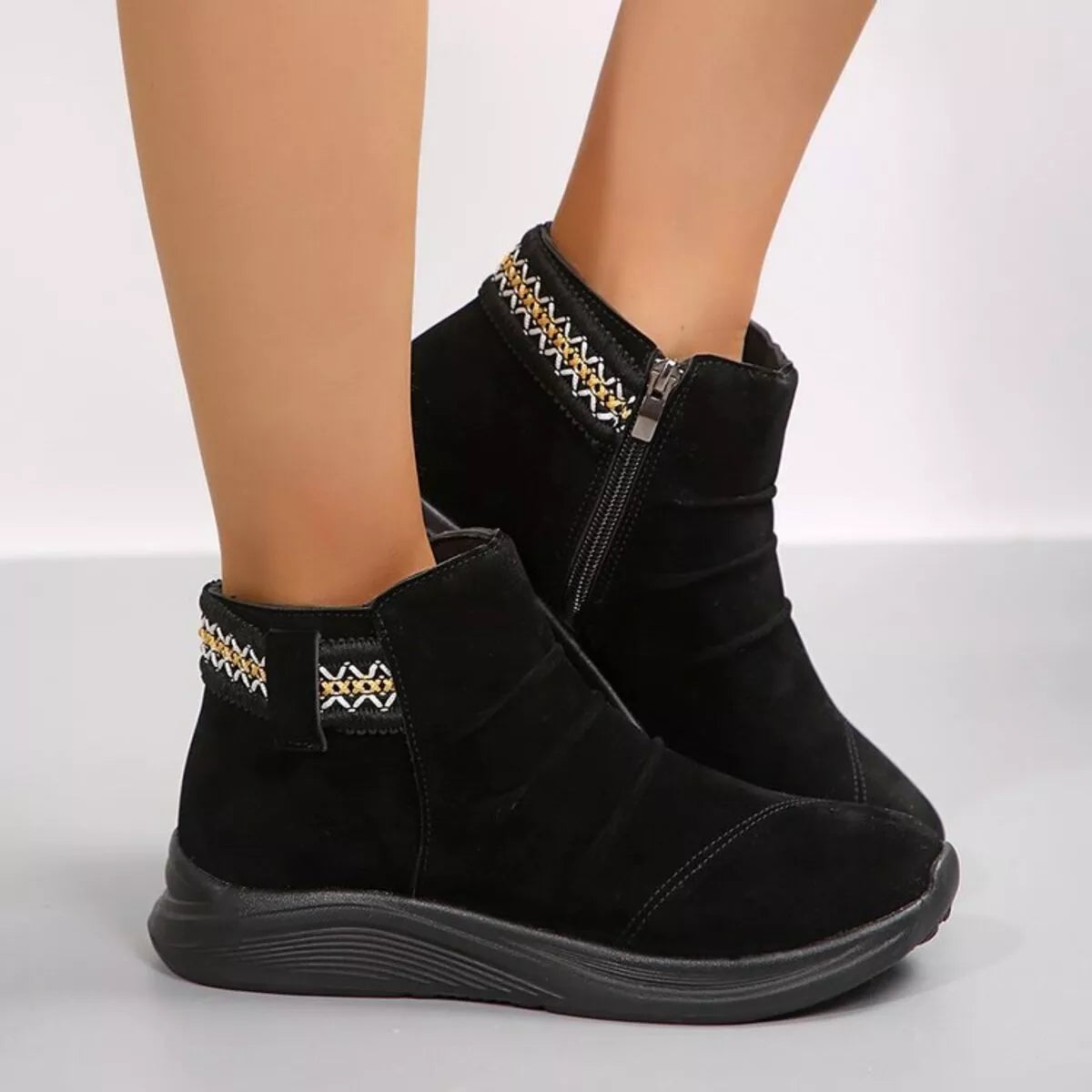 Platform boots round toe back view
