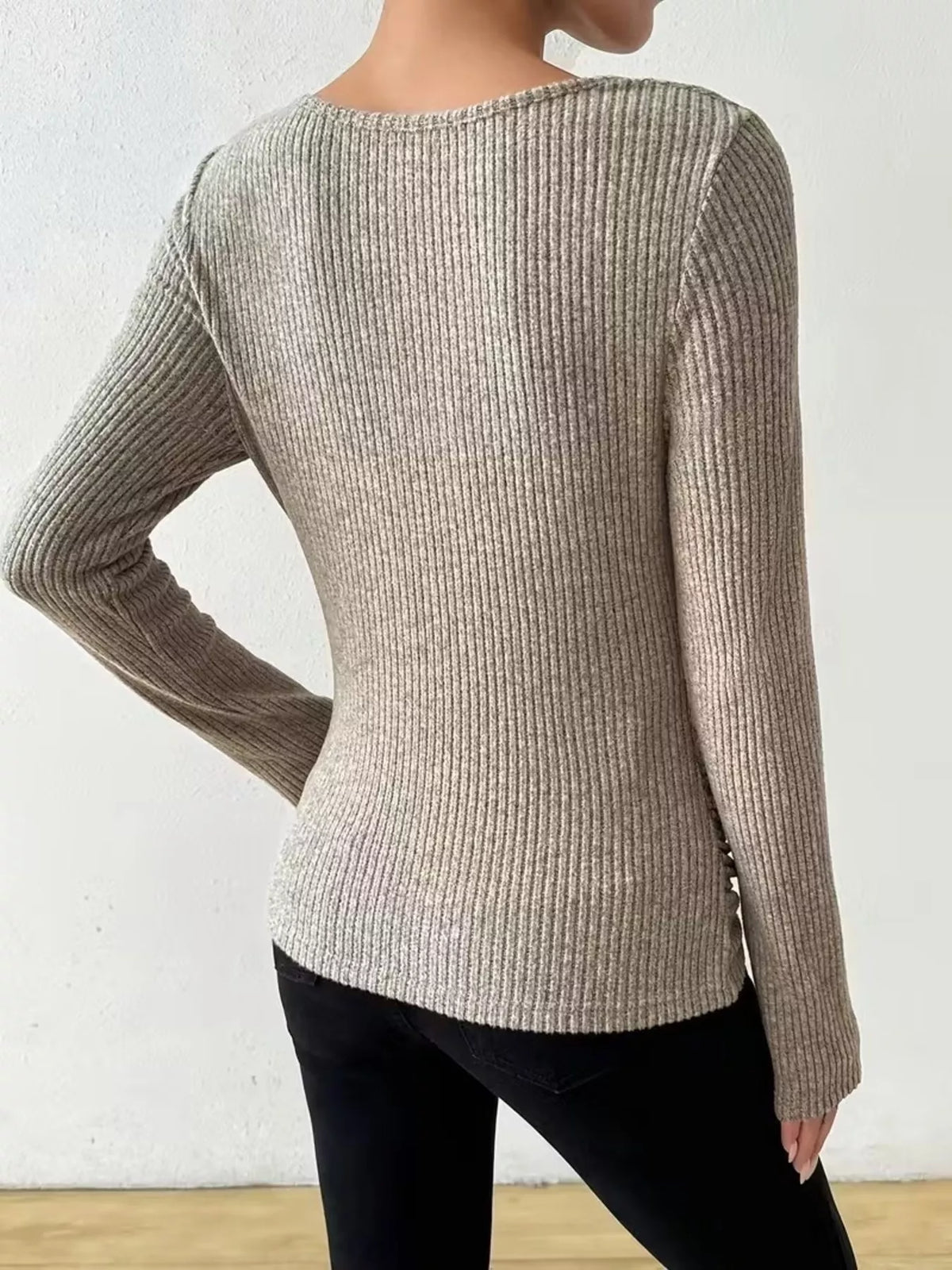 Ribbed knit texture close up