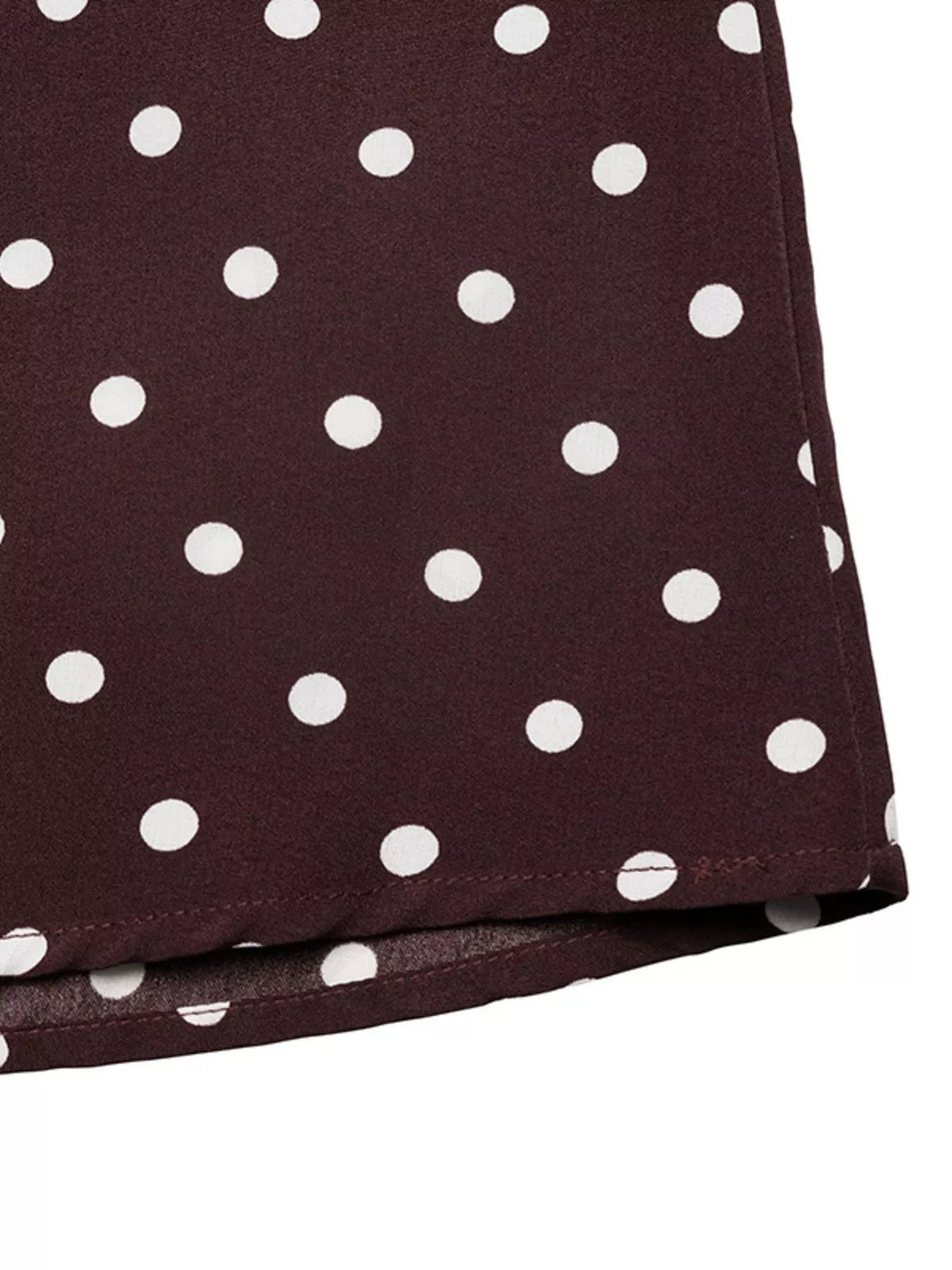 brown polka dot halter neck maxi dress back detail