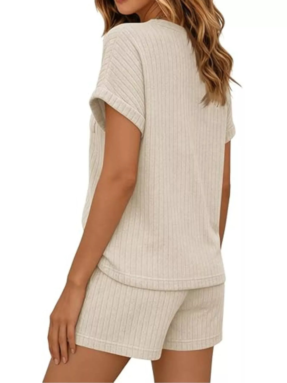 Ribbed Knit Tee and Shorts Two Piece Set, view 8