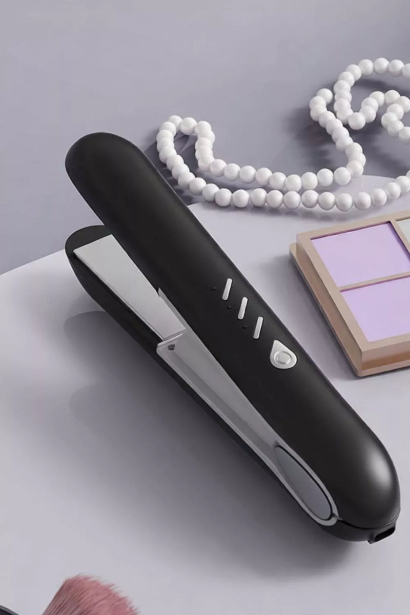 Black temperature control hair straightener full view