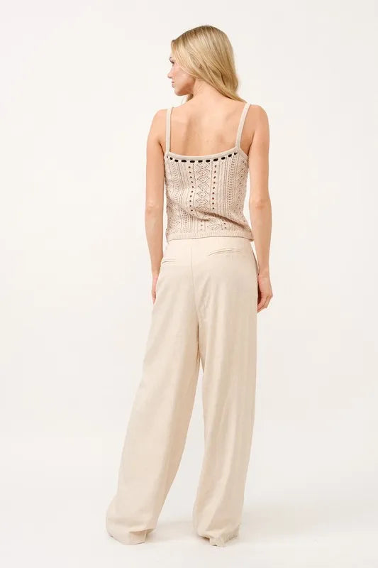 And The Why High-Rise Wide Leg Linen Blended Pants - Fashorio
