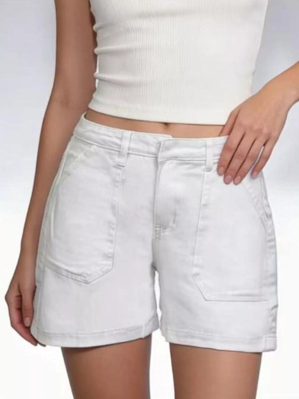 Denim shorts back pocket view