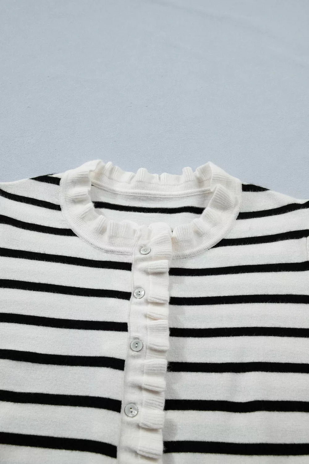 Striped short sleeve cardigan back view