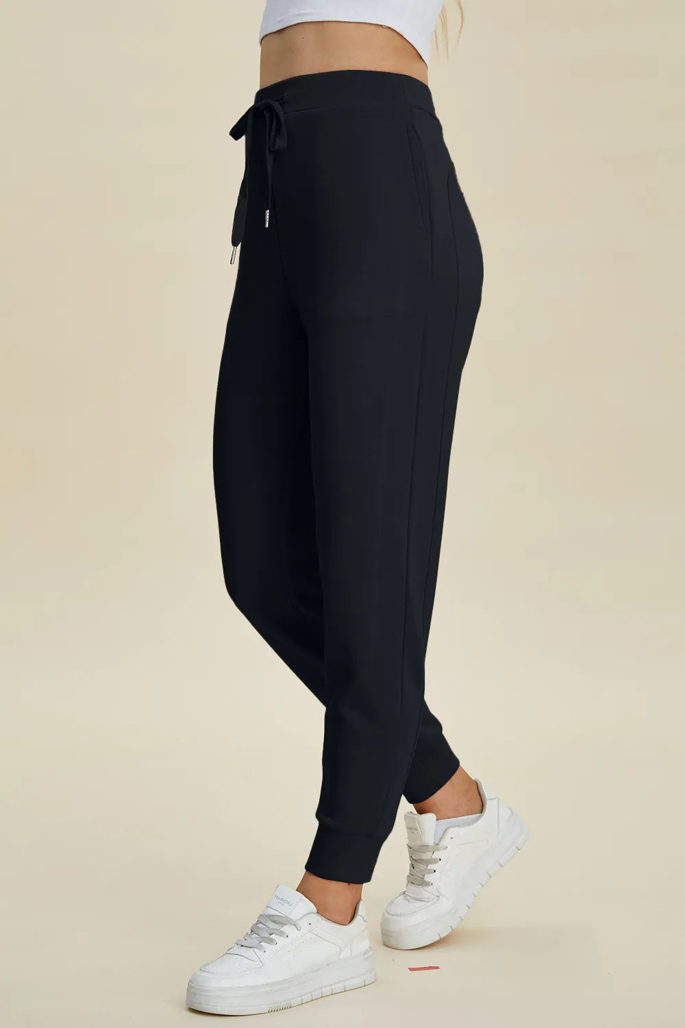 High waist drawstring scuba joggers caramel colorway