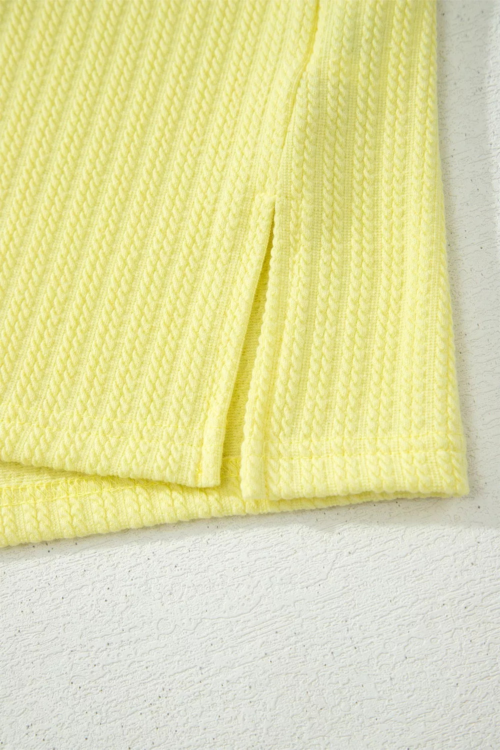 Womens pastel yellow ribbed tank and shorts matching set