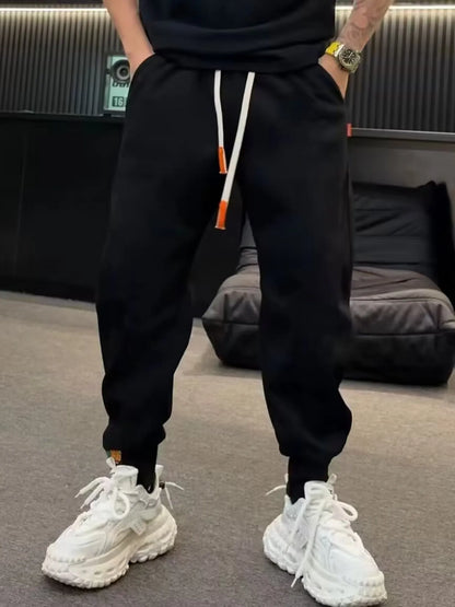 Men's Plus Size Casual Drawstring Joggers Black - Fashorio