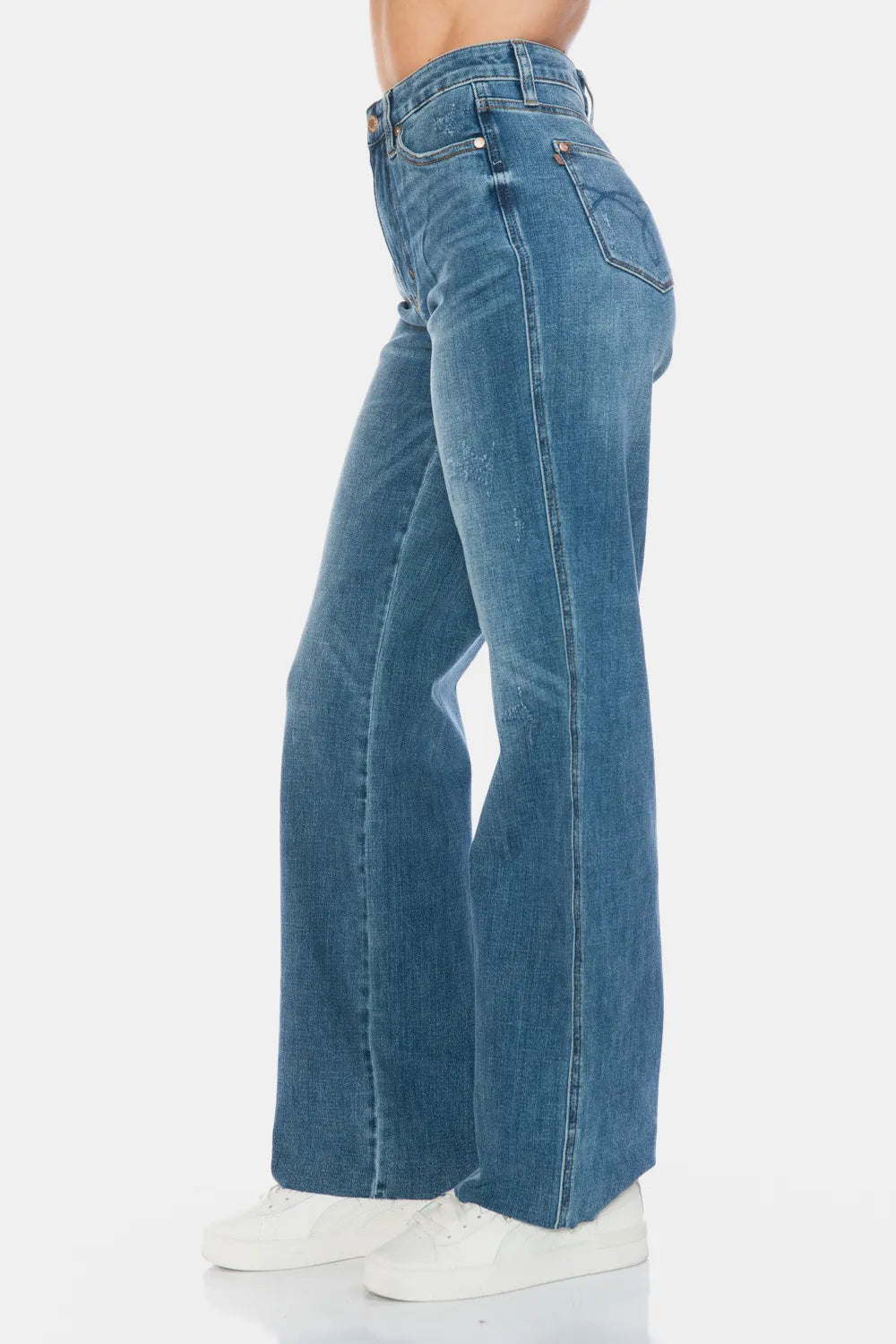 Judy Blue Tummy Control Raw Hem Straight Jeans detail