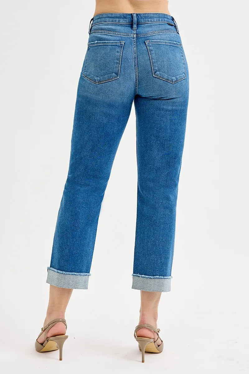 RISEN Full Size High Rise Boyfriend Fit Ankle Jeans Plus SIze - Fashorio