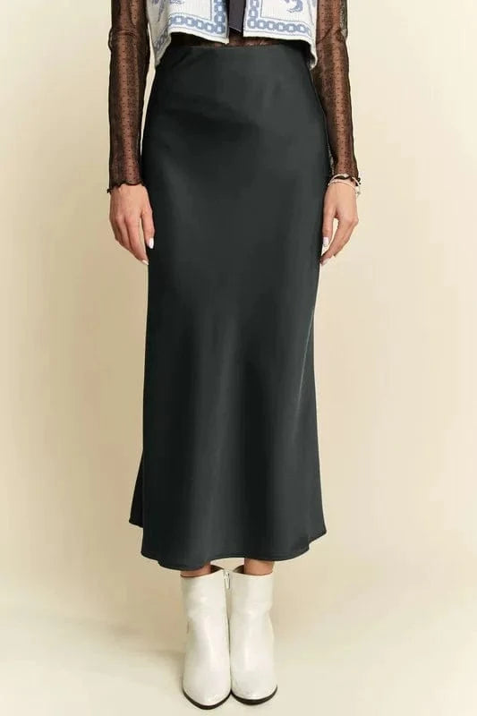 Davi & Dani Black / S Davi & Dani High Waist Midi Skirt