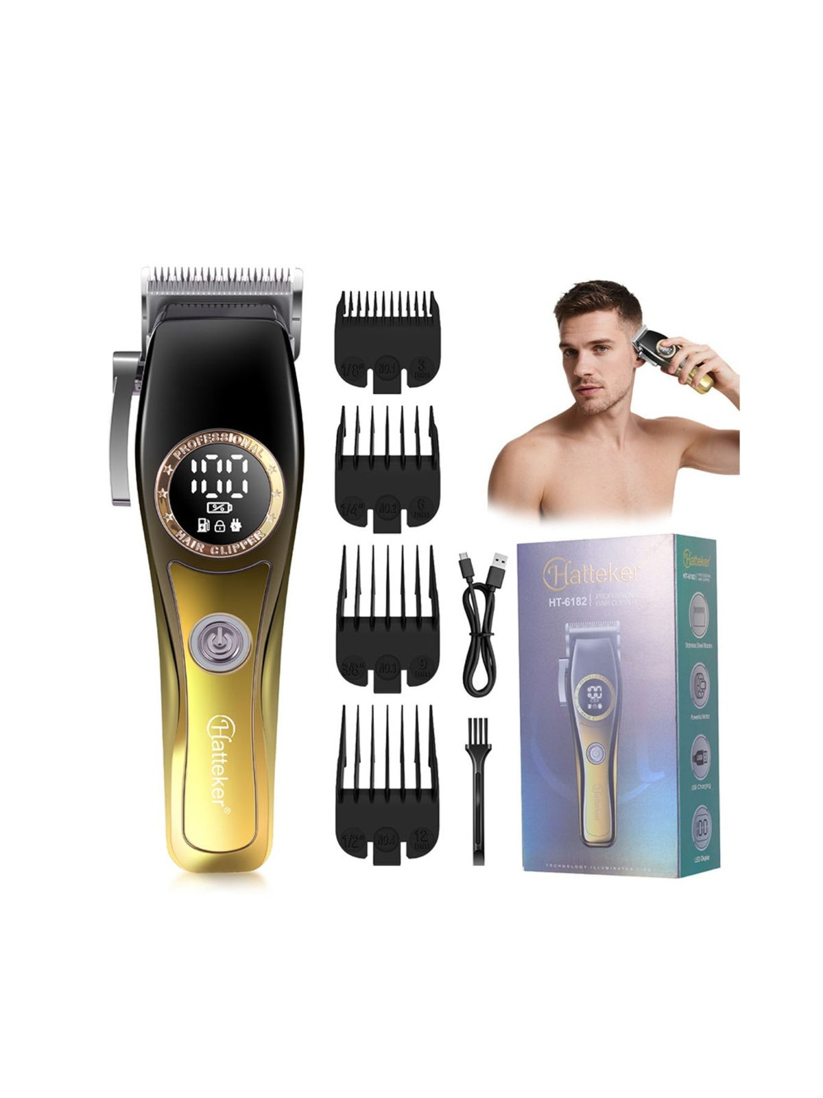 Cordless hair clipper in hand