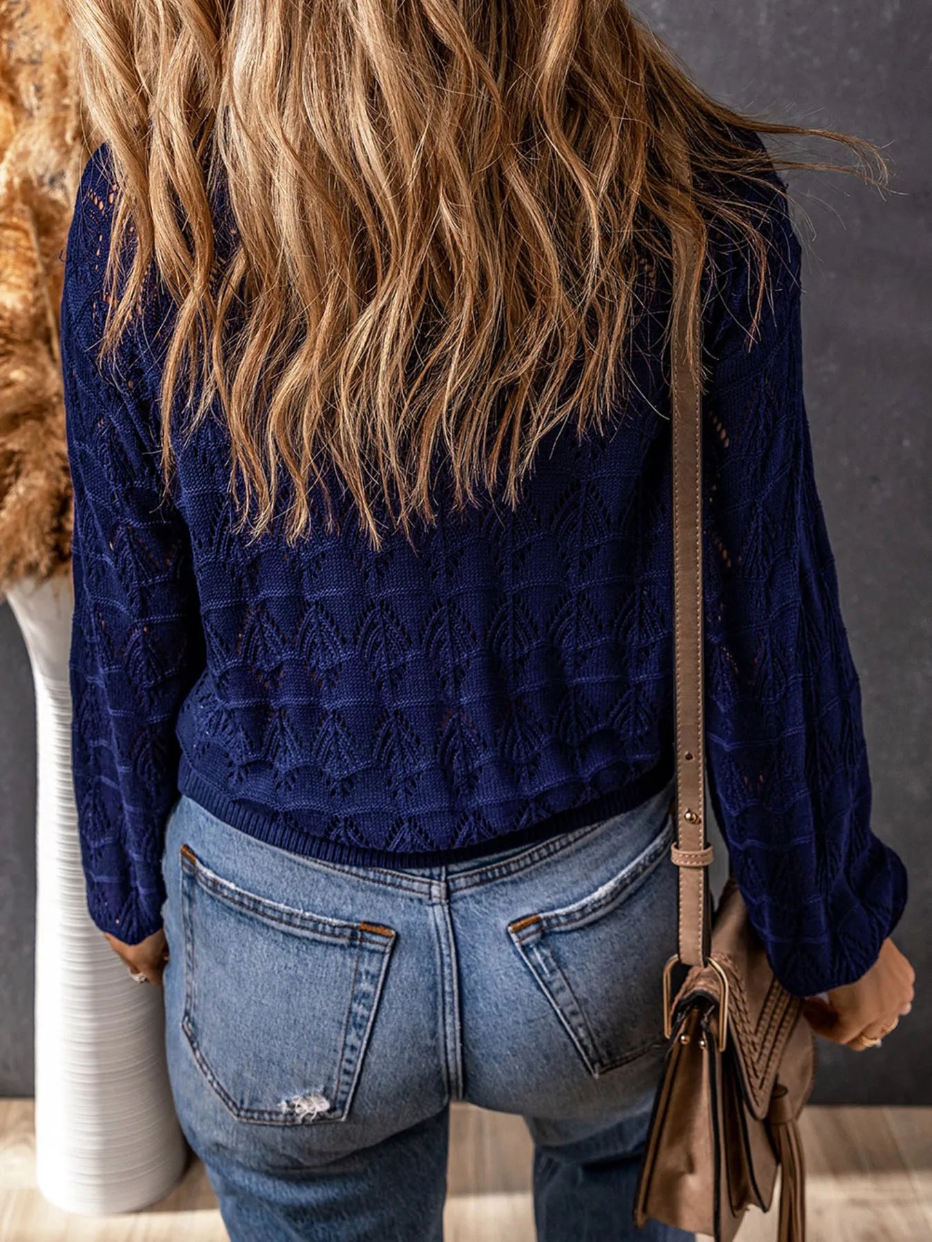 Buttoned Front Openwork Cardigan - Fashorio