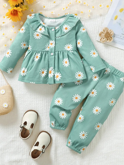 Children's Peplum Blouse and Pants Set - Fashorio