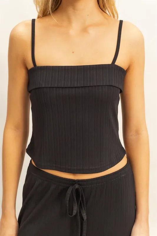 Rib Knit Cami Top and Pants Set styled look
