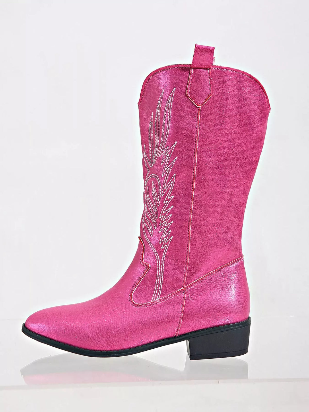 embroidered block heel boots angled pair