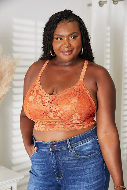JadyK Juliette Full Size Crisscross Lace Bralette - Fashorio