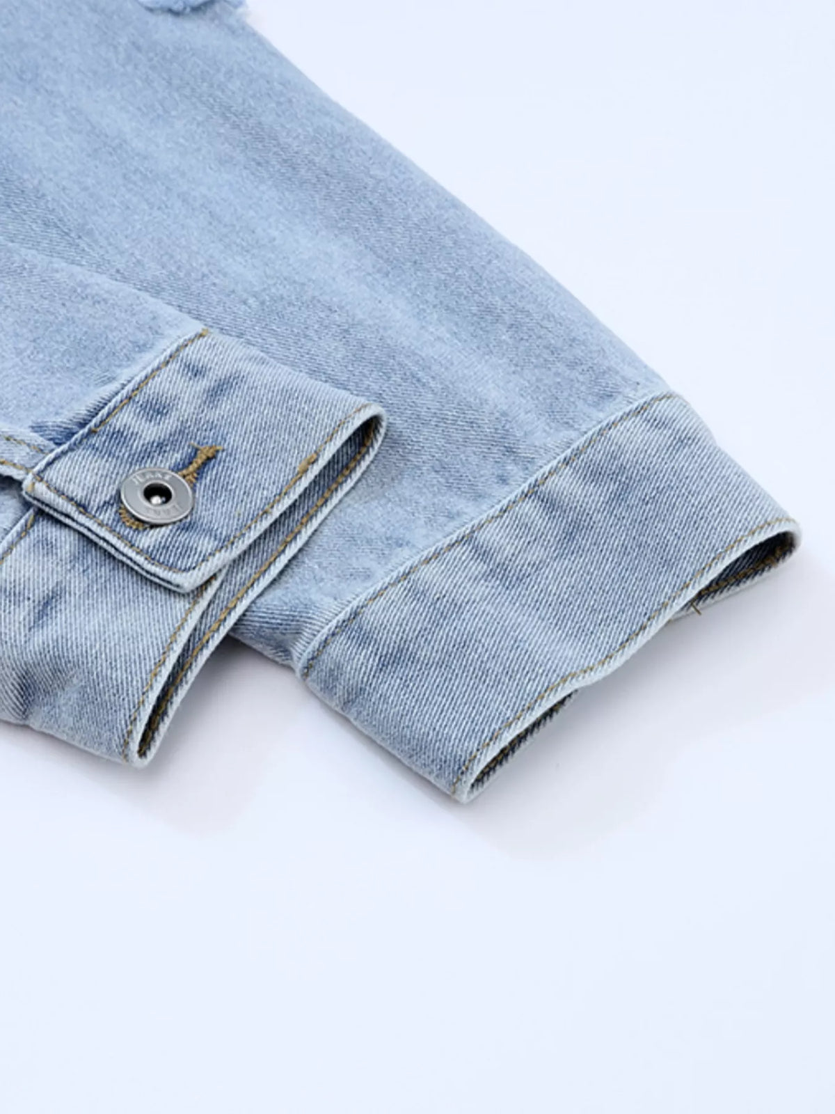 Fringed Sequin Denim Jacket in Light Blue view 11