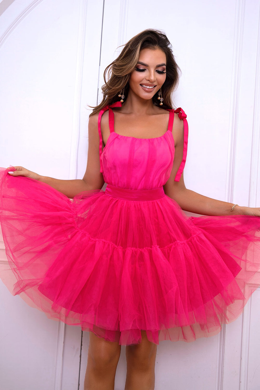 Lace detail dress front pose