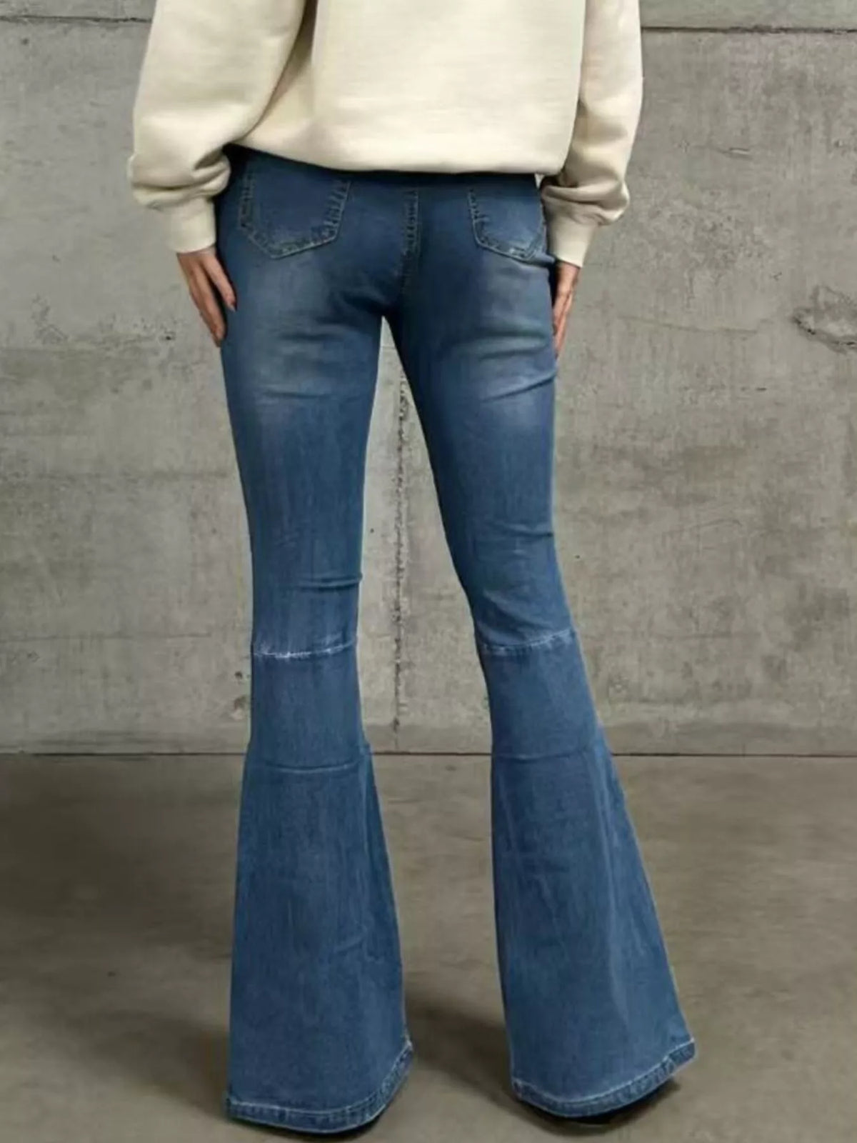 High rise waist on flare jeans
