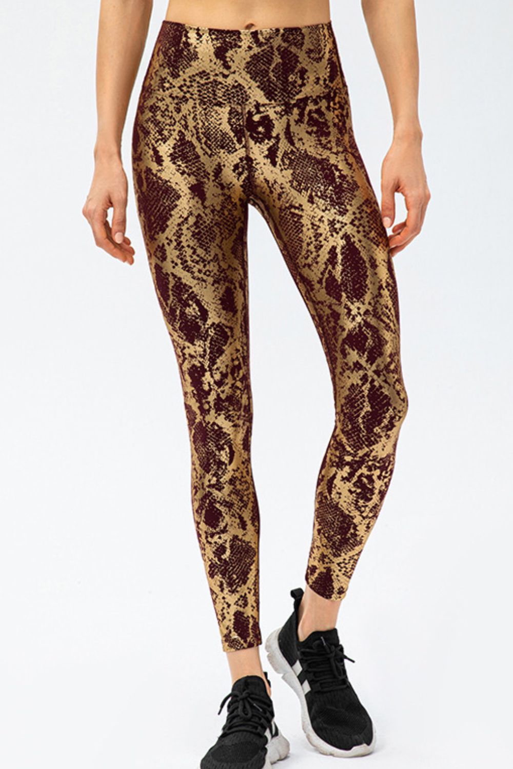 animal print slim fit sports pants side view