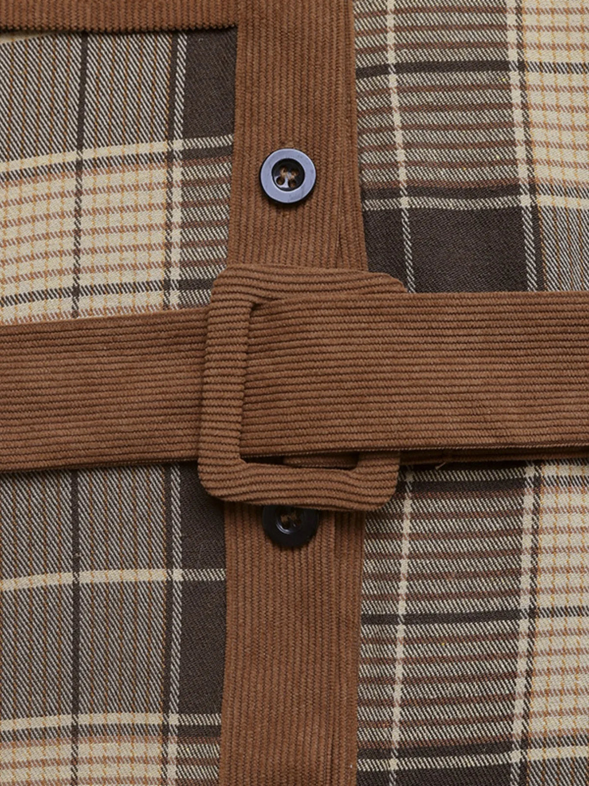 Plaid Button Front Long Sleeve Dress in Brown view 7