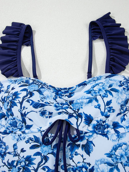 Cutout Ruffled Spaghetti Strap One-Piece Swimwear - Fashorio