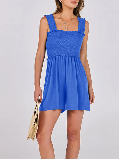 Smocked Square Neck Summer Romper - Fashorio