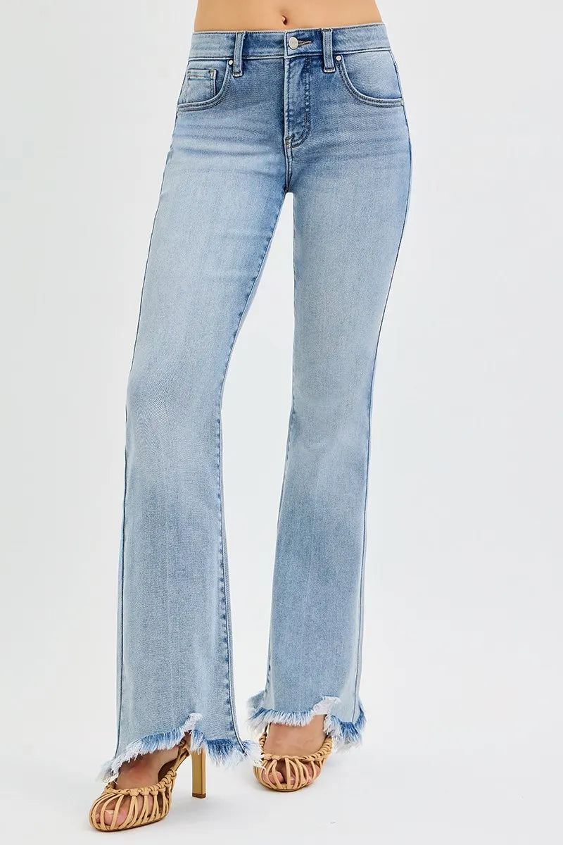 RISEN flare jeans medium wash side view