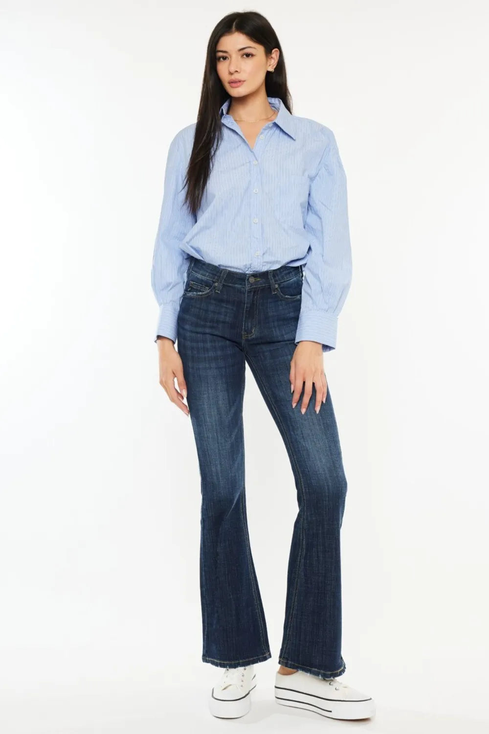 Kancan Full Size Mid Rise Flare Jeans - Fashorio